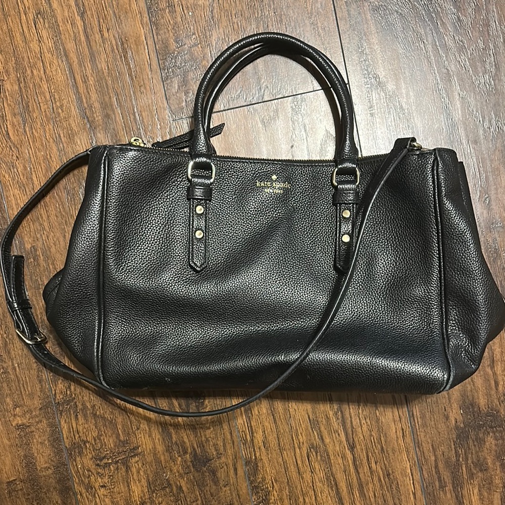 Kate Spade Black Mulberry Street Leighann Pebbled Leather Satchel